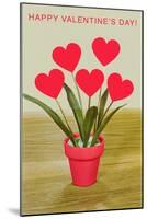 Happy Valentine's Day, Heart Flowers in Pot-null-Mounted Art Print
