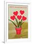 Happy Valentine's Day, Heart Flowers in Pot-null-Framed Art Print