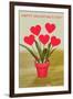 Happy Valentine's Day, Heart Flowers in Pot-null-Framed Art Print