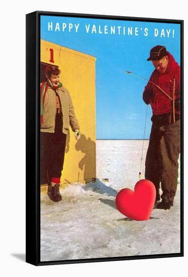 Happy Valentine's Day, Ice Fishing-null-Framed Stretched Canvas