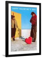 Happy Valentine's Day, Ice Fishing-null-Framed Art Print