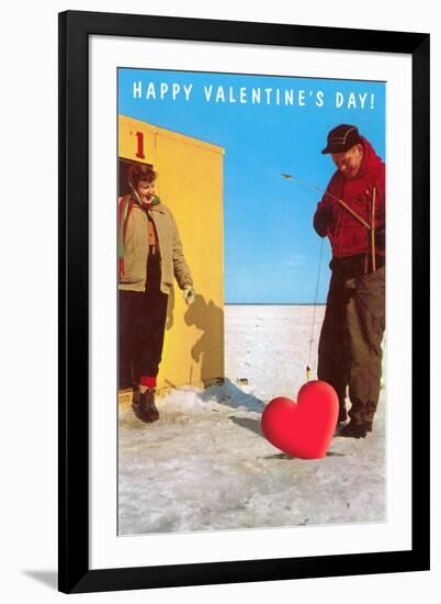 Happy Valentine's Day, Ice Fishing-null-Framed Art Print