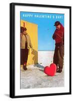 Happy Valentine's Day, Ice Fishing-null-Framed Art Print