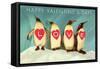 Happy Valentine's Day, Love Penguins-null-Framed Stretched Canvas