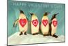 Happy Valentine's Day, Love Penguins-null-Mounted Art Print