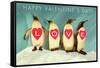 Happy Valentine's Day, Love Penguins-null-Framed Stretched Canvas