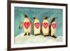 Happy Valentine's Day, Love Penguins-null-Framed Art Print