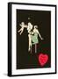 Happy Valentines Day, Flapper Popping Champagne Bottle-null-Framed Art Print