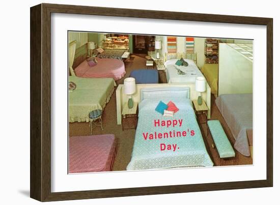 Happy Valentines Day, Mattress Store-null-Framed Art Print