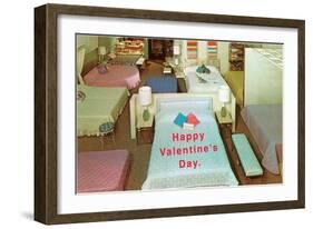 Happy Valentines Day, Mattress Store-null-Framed Art Print