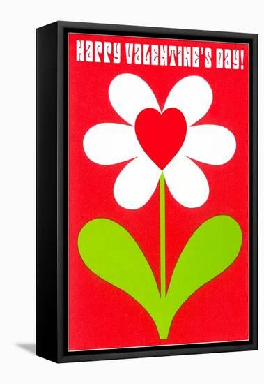 Happy Valentines Day, Simple Flower with Heart-null-Framed Stretched Canvas