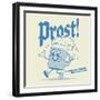 Happy Walking Retro Cartoon Beer with German Word Meaning Cheers-shock77-Framed Photographic Print