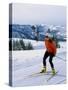 Happy Woman Skiing-null-Stretched Canvas