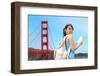 Happy Woman Travel in San Francisco-aslysun-Framed Photographic Print