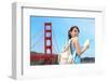 Happy Woman Travel in San Francisco-aslysun-Framed Photographic Print