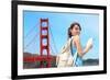 Happy Woman Travel in San Francisco-aslysun-Framed Photographic Print