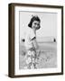 Happy Young Woman at the Beach, Ca. 1938-null-Framed Photographic Print