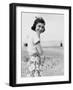 Happy Young Woman at the Beach, Ca. 1938-null-Framed Photographic Print