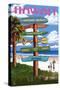 Hapuna Beach, Hawaii -Destination Signpost-Lantern Press-Stretched Canvas