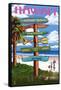 Hapuna Beach, Hawaii -Destination Signpost-Lantern Press-Framed Stretched Canvas