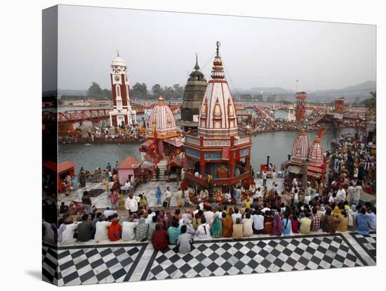 Har-Ki-Pauri Ghat in the Evening During the Kumbh Mela, Haridwar, Uttarakhand, India, Asia-null-Stretched Canvas