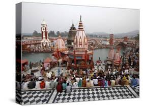 Har-Ki-Pauri Ghat in the Evening During the Kumbh Mela, Haridwar, Uttarakhand, India, Asia-null-Stretched Canvas