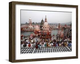 Har-Ki-Pauri Ghat in the Evening During the Kumbh Mela, Haridwar, Uttarakhand, India, Asia-null-Framed Photographic Print