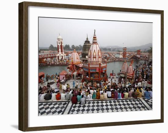 Har-Ki-Pauri Ghat in the Evening During the Kumbh Mela, Haridwar, Uttarakhand, India, Asia-null-Framed Photographic Print