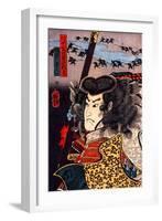 Hara Hayato No Sho Holding a Spear-Kuniyoshi Utagawa-Framed Giclee Print