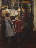 Woman and Children by the Piano, 1910-Harald Oscar Sohlberg-Giclee Print