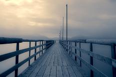 Jetty at Ammersee Lake in Bavaria, Germany, Long Time Exposure-haraldmuc-Photographic Print