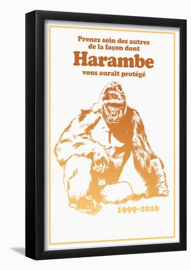 Harambe, Le Gorille Héroïque (Blanc)-null-Framed Poster