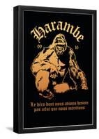 Harambe, Le Gorille Héroïque (Noir)-null-Framed Poster