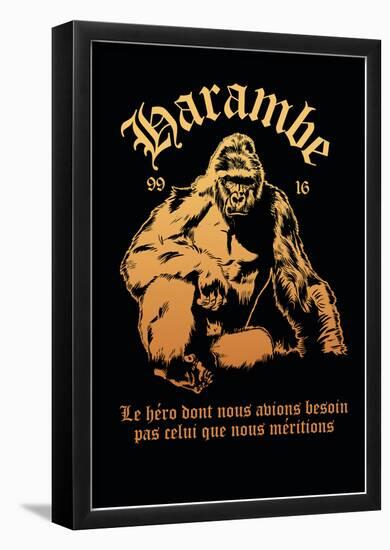 Harambe, Le Gorille Héroïque (Noir)-null-Framed Poster