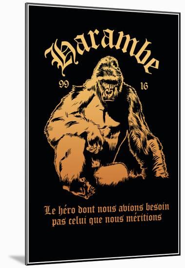 Harambe, Le Gorille Héroïque (Noir)-null-Mounted Poster