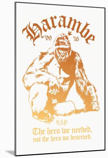 Harambe The Hero-null-Mounted Poster