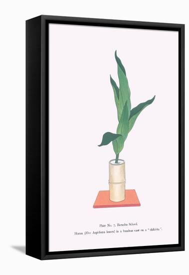 Haran (Five Aspidistra Leaves) In Bamboo Vase-Josiah Conder-Framed Stretched Canvas