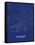 Harare, Zimbabwe Blue Map-null-Framed Stretched Canvas