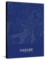 Harare, Zimbabwe Blue Map-null-Stretched Canvas