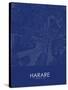 Harare, Zimbabwe Blue Map-null-Stretched Canvas