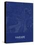 Harare, Zimbabwe Blue Map-null-Stretched Canvas