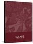 Harare, Zimbabwe Red Map-null-Stretched Canvas