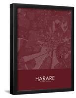 Harare, Zimbabwe Red Map-null-Framed Poster