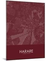 Harare, Zimbabwe Red Map-null-Mounted Poster
