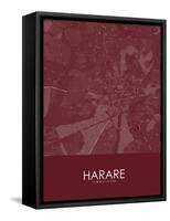 Harare, Zimbabwe Red Map-null-Framed Stretched Canvas
