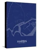 Harbin, China Blue Map-null-Stretched Canvas