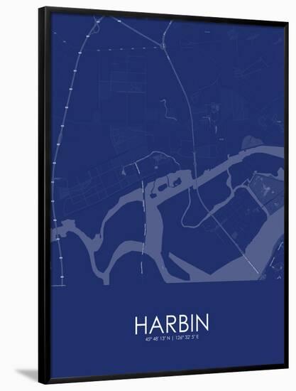 Harbin, China Blue Map-null-Framed Poster