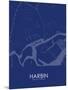 Harbin, China Blue Map-null-Mounted Poster