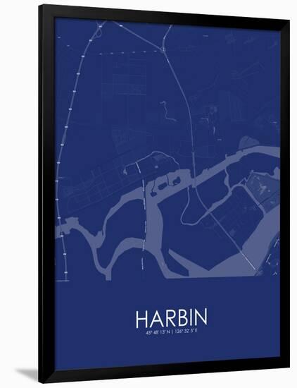 Harbin, China Blue Map-null-Framed Poster