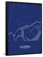 Harbin, China Blue Map-null-Framed Poster